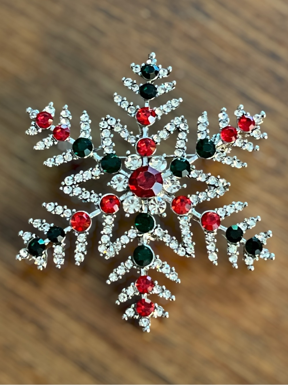 Christmas rhinestone, snowflake pin/brooch